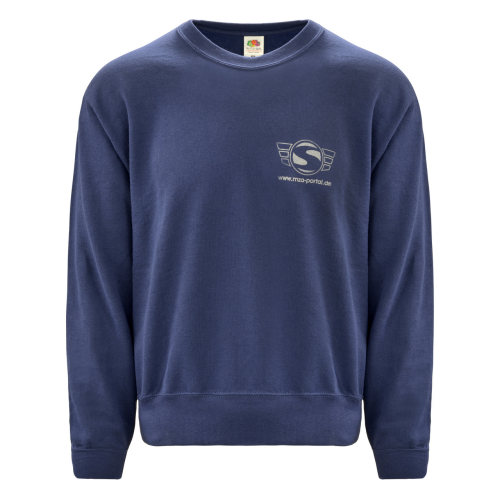 Sweatshirt, Pullover, Farbe: Marineblau, Größe XXL - mit Reflexdruck Silber – 50% Baumwolle, 50% Polyester, Doppelnähte + Strickbündchen