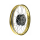 Speichenrad 1,5x16 Zoll - Alufelge GOLD + Chromspeichen - schwarze Radnabe + abgedrehte Flanken