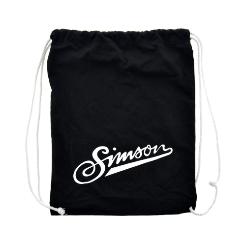 SIMSON Retro-Sportbeutel schwarz mit Kordelzugverschluss 100% Baumwolle Motiv 